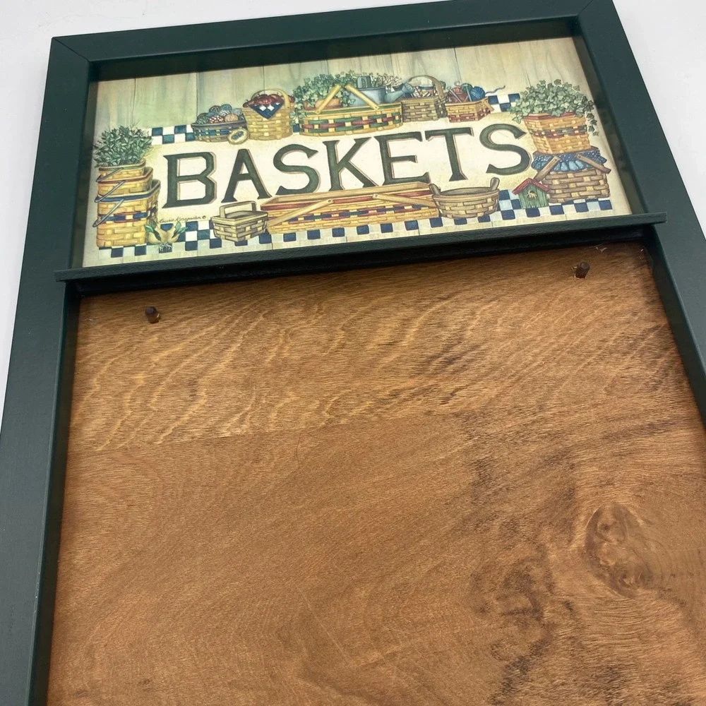 Laurie‎ Korsgaden Wooden Wall Calendar Holder Green Country Baskets Art